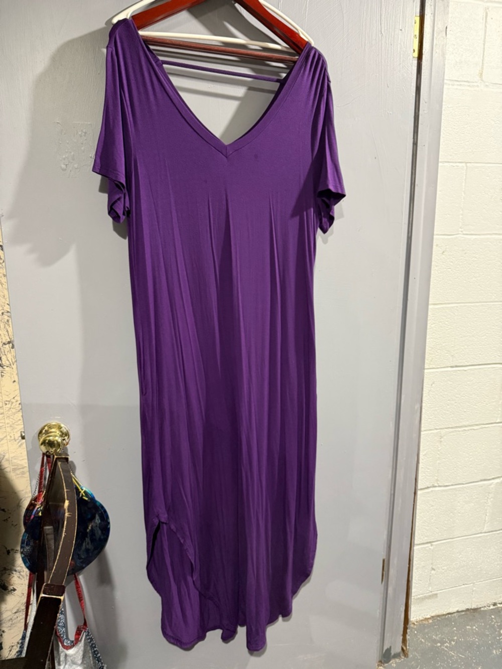 Purple V-Neck t-shirt Maxi Dress